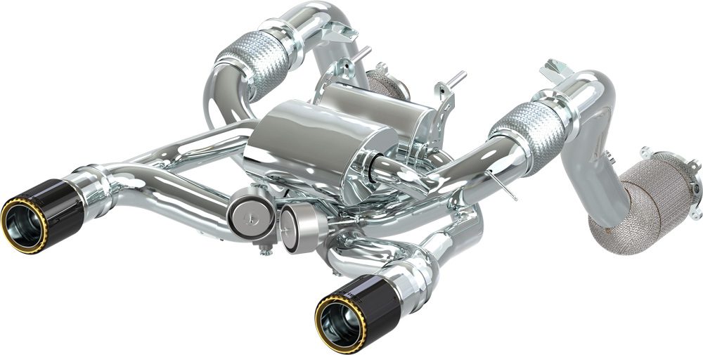 McLaren 720 S - Set Endschalldämpfer mit 100 Zellen Downpipes und EVCU-1