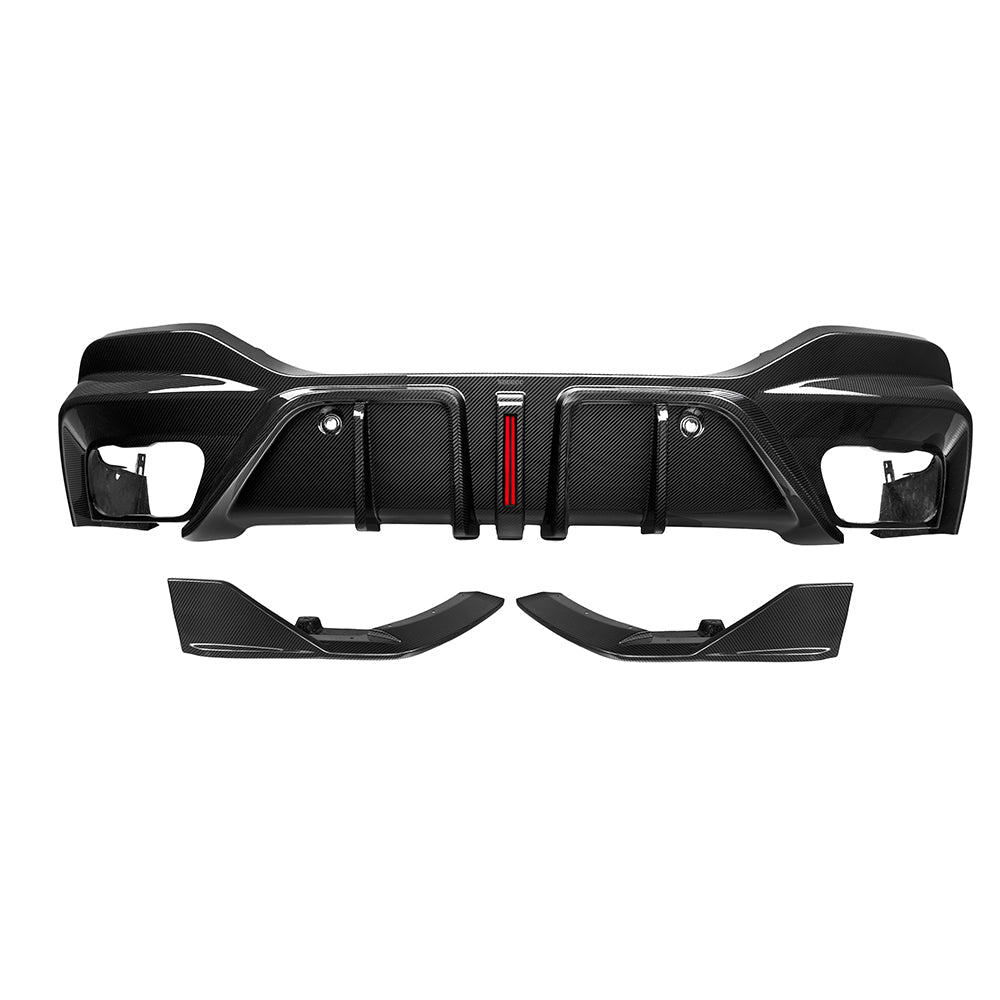 SOOQOO Heckdiffusor Carbon mit Licht passend für BMW X6 (G06/G06 Facelift)
