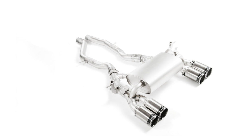 Sportauspuffanlage für BMW M2 Competition F87N Coupé - Keiner / Racing Sportschalldämpfer / 4-teiliger Endrohrsatz, Ø 102 mm angeschrägt, Chrom