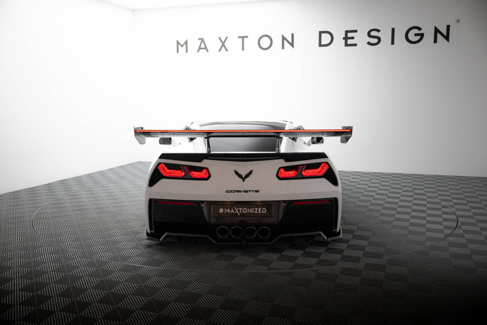 Maxton Carbon Division - Carbon Heckspoiler Heckflügel mit Schwan Halterung + LED passend für Chevrolet Corvette Stingray / Grand Sport C7
