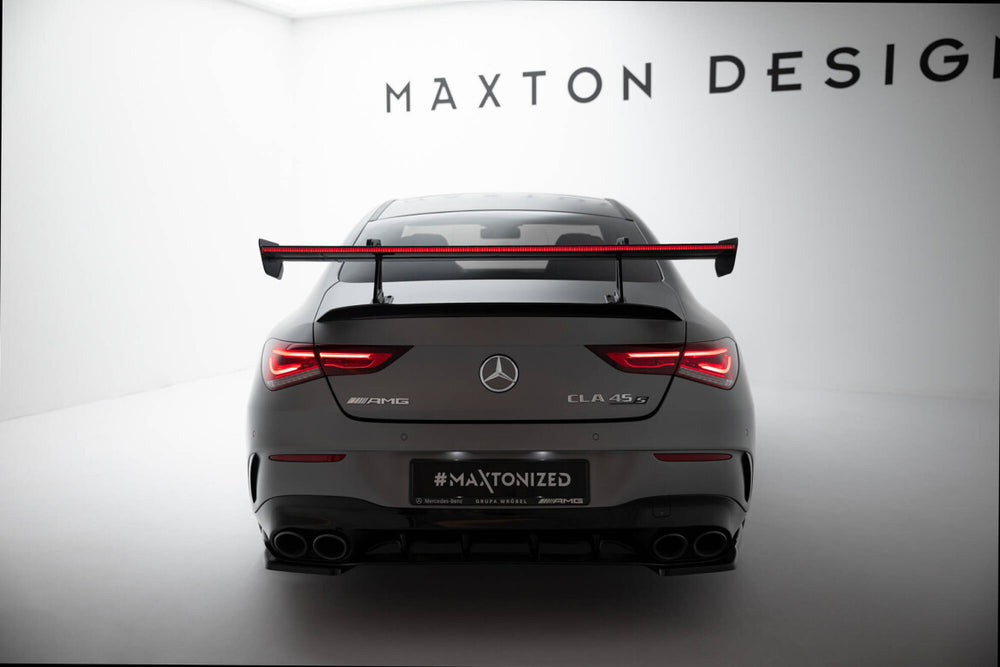 Maxton Carbon Division - Carbon Heckspoiler Heckflügel mit Schwan Halterung + LED passend für Mercedes CLA Coupe C118 / C118 FL