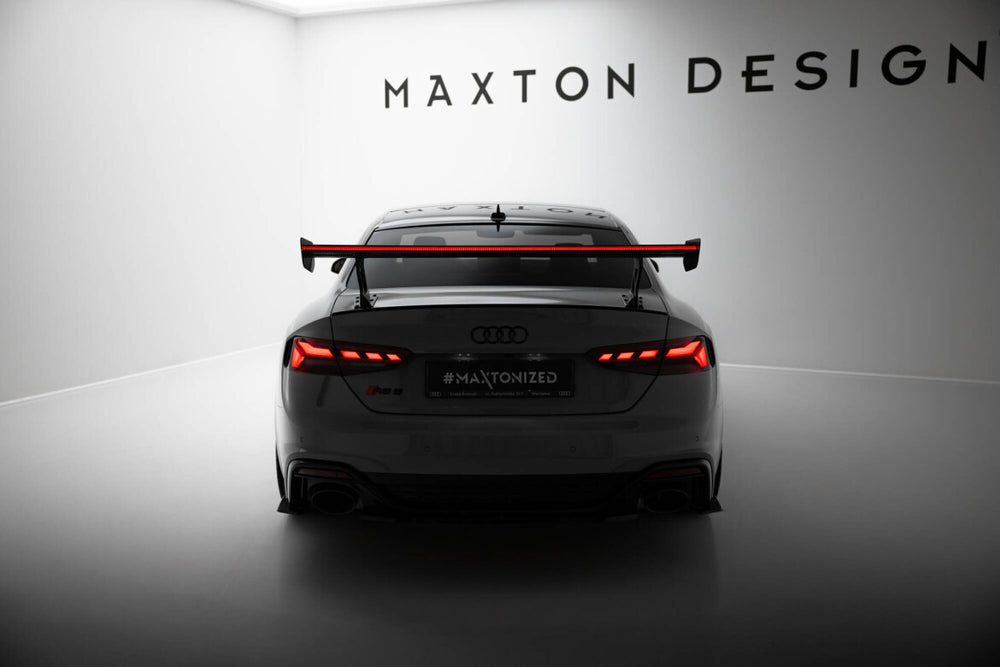 Maxton Carbon Division - Carbon Heckspoiler Heckflügel Standfuß Außen V.1 + LED passend für Audi A5 / A5 S-Line / S5 / RS5 Coupe F5 / F5 FL