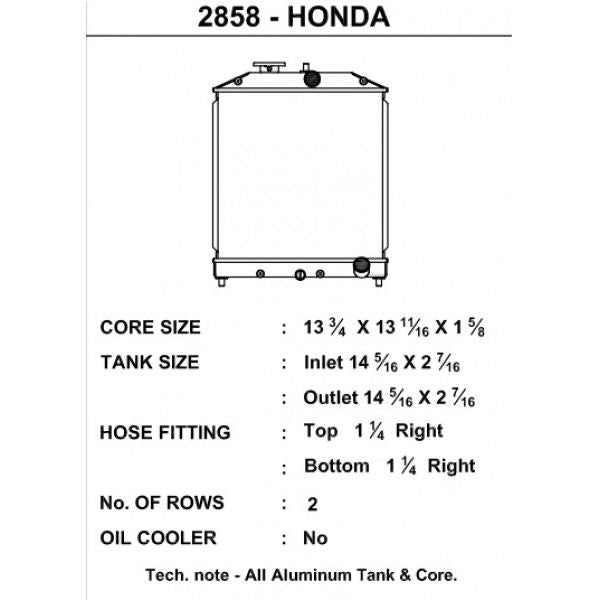 CSF Wärmetauscher Wasserkühler für Honda Civic VTEC und Del Sol Modelle 1992-2000 - Schwarz