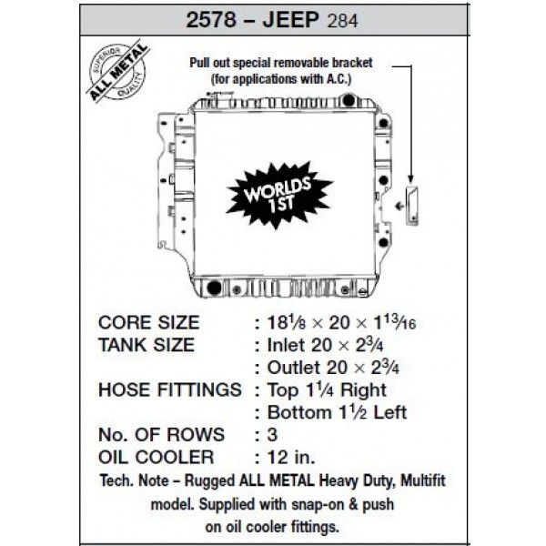CSF Wärmetauscher Wasserkühler für Jeep Wrangler 1987-2004