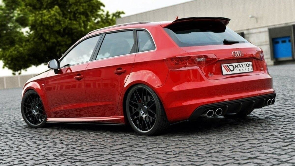 Maxton Parts - Diffusor Flaps passend für Audi S3 / A3 S-Line 8V Hachback / Sportback schwarz Hochglanz