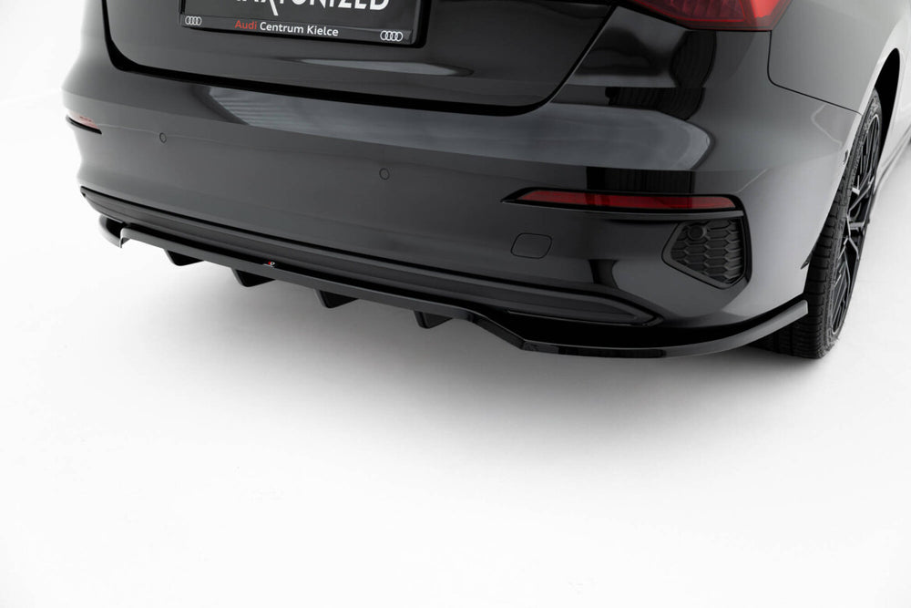 Maxton Parts - Diffusor Heckansatz passend für Audi A3 Limousine 8Y schwarz Hochglanz