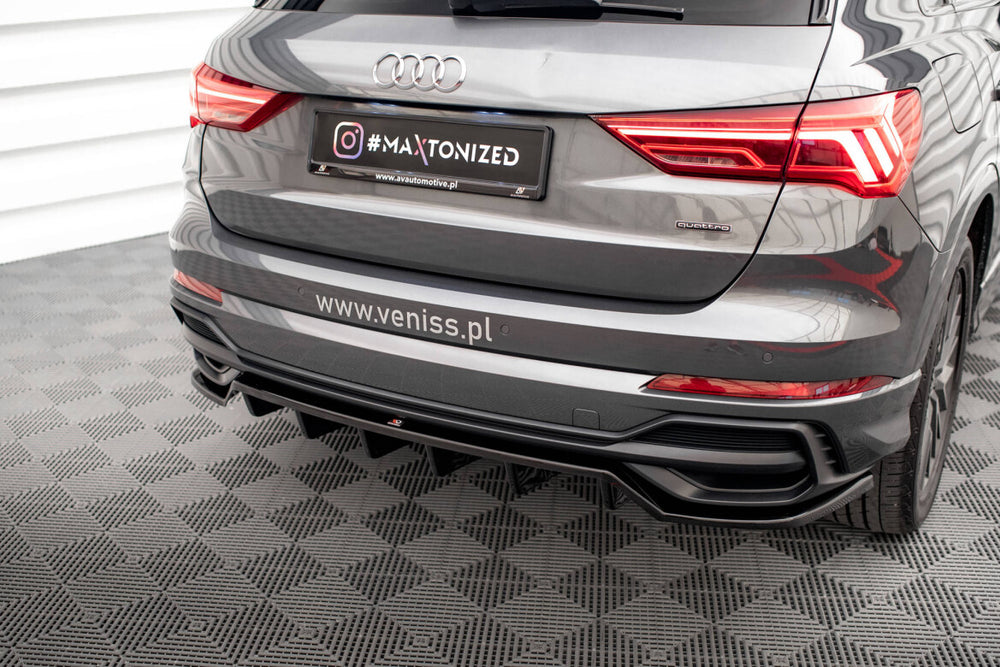 Maxton Parts - Diffusor Heckansatz passend für Audi Q3 S-Line SUV F3 schwarz Hochglanz