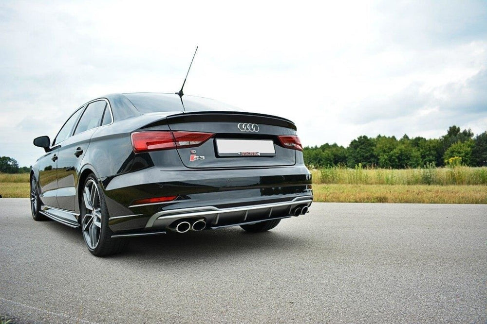 Maxton Parts - Diffusor Heckansatz passend für Audi S3 8V FL Hatchback / Sportback / Limousine schwarz Hochglanz