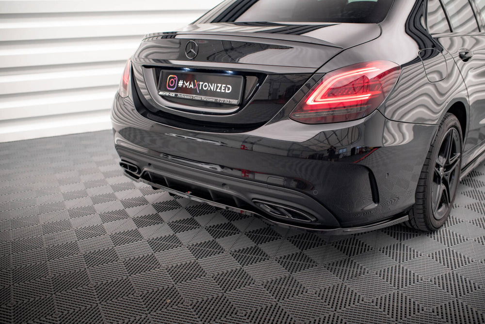 Maxton Parts - Diffusor Heckansatz passend für Mercedes C AMG-Line W205 FL schwarz Hochglanz