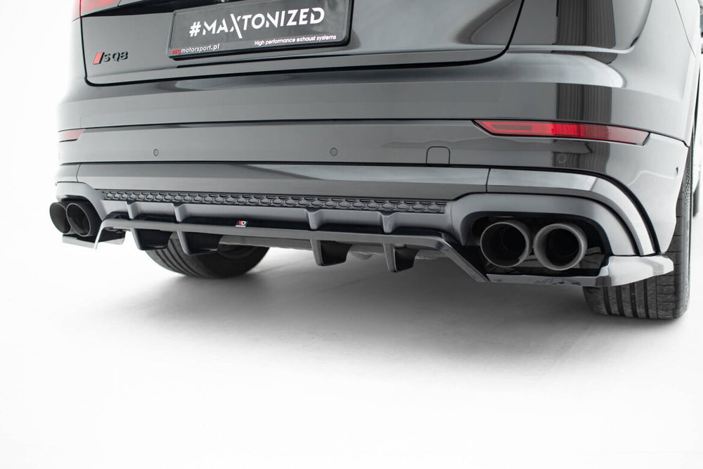 Maxton Parts - Diffusor Heckansatz V.2 passend für Audi SQ8 / Q8 S-Line Mk1 FL schwarz Hochglanz