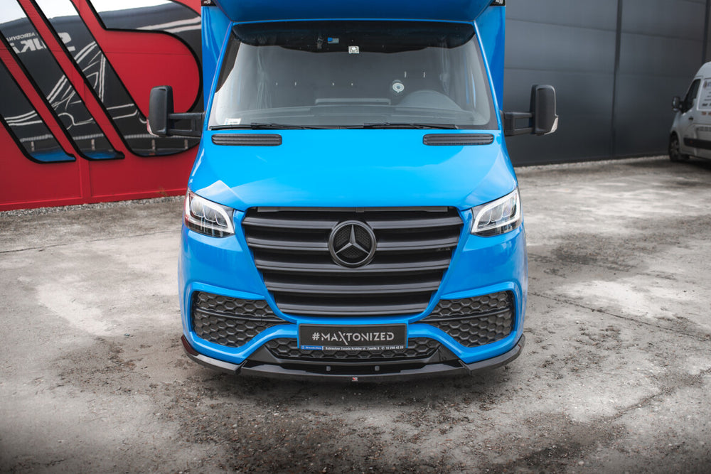 Maxton Parts - Front Stoßstange + Frontspoiler passend für Mercedes Sprinter Mk3 schwarz Hochglanz