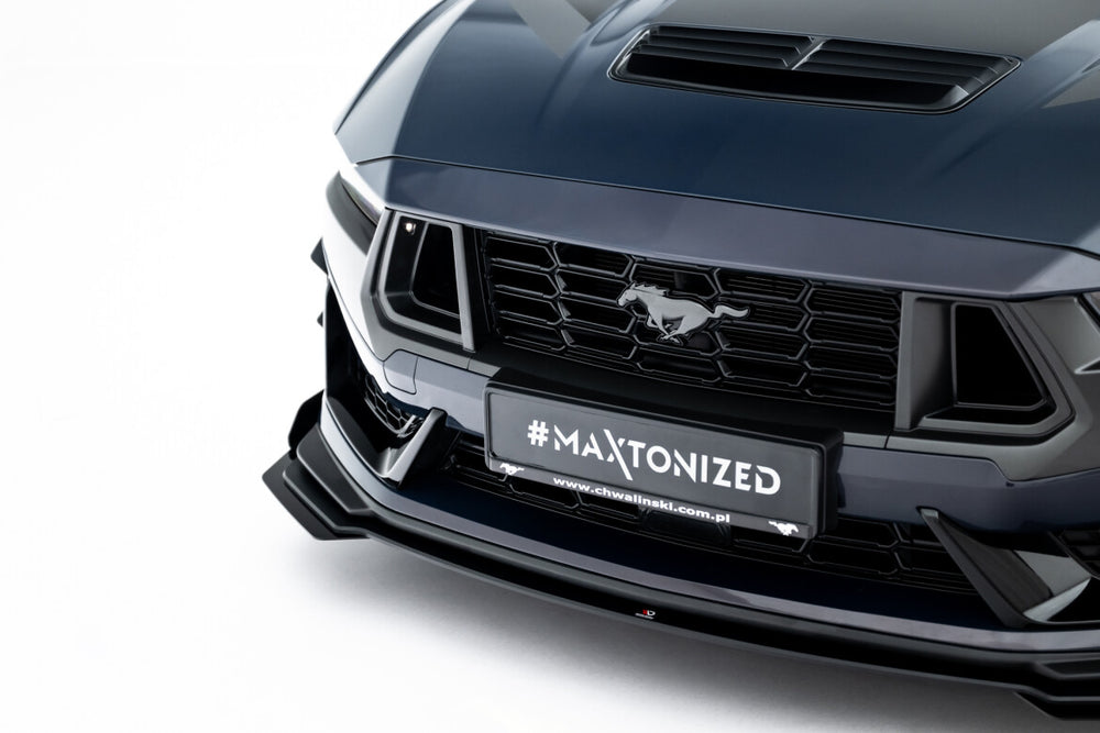 Maxton Parts - Frontlippe + Flaps passend für Ford Mustang Dark Horse Mk7 schwarz Hochglanz