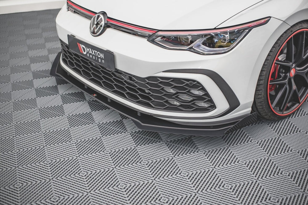Maxton Parts - Frontlippe + Flaps passend für VW Golf GTI / GTE / R-Line Mk8 schwarz Hochglanz
