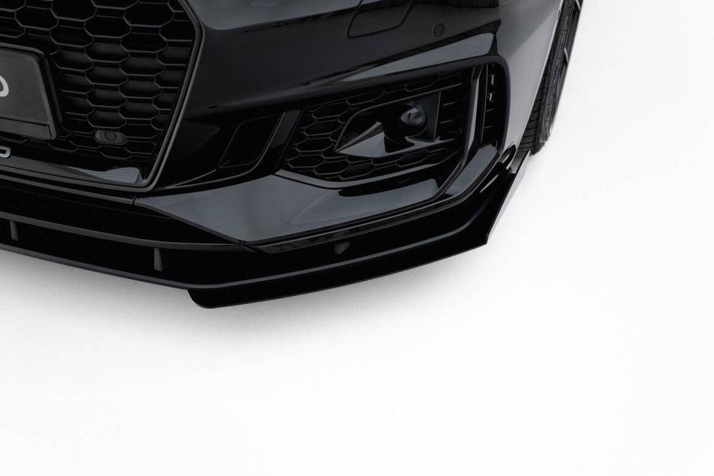 Maxton Parts - Frontlippe passend für Audi RS5 Coupe / Sportback F5 schwarz matt + Hochglanz Flaps