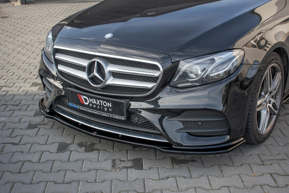 Maxton Parts - Frontlippe passend für Mercedes E43 AMG / AMG-Line Limousine / Kombi W213 / S213 schwarz Hochglanz