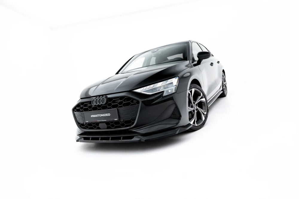Maxton Parts - Frontlippe V.1 passend für Audi A3 Limousine 8Y Facelift schwarz Hochglanz