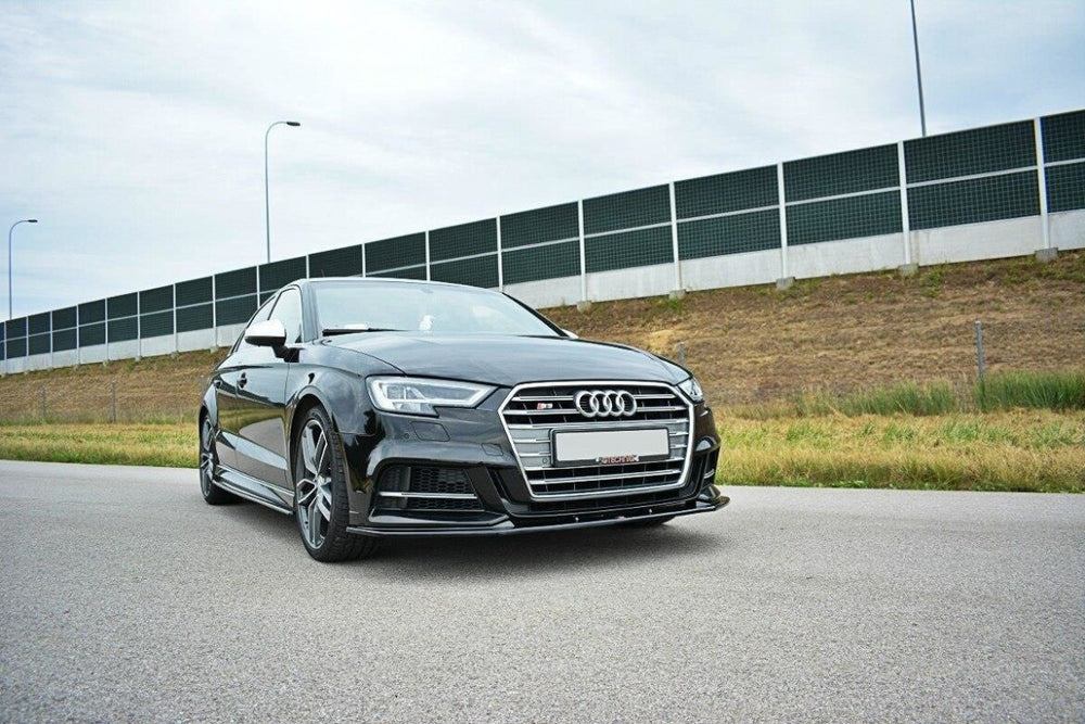 Maxton Parts - Frontlippe V.1 passend für Audi S3 / A3 S-Line Hatchback / Sportback 8V FL schwarz Hochglanz