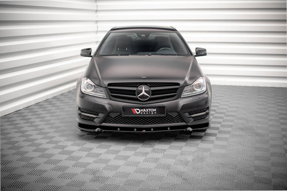 Maxton Parts - Frontlippe V.1 passend für Mercedes C Coupe / Limousine / Kombi AMG-Line C204 / W204 FL / S204 FL schwarz Hochglanz