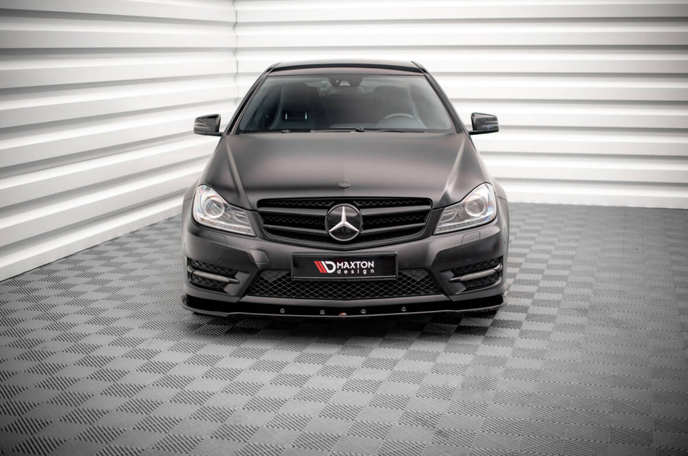 Maxton Parts - Frontlippe V.2 passend für Mercedes C Coupe / Limousine / Kombi AMG-Line C204 / W204 FL / S204 FL schwarz Hochglanz