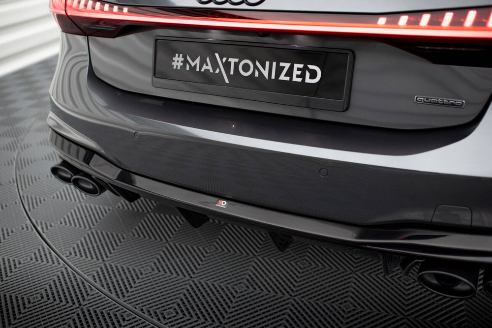 Maxton Parts - Heckansatz Diffusor + Endrohre chrom passend für Audi A7 S-Line C8 / S7 C8 / C8 FL / S7 FL schwarz Hochglanz