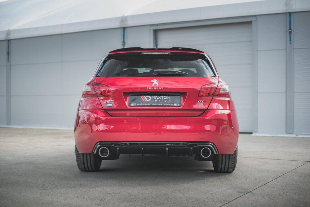 Maxton Parts - Heckansatz Diffusor + Endrohre chrom passend für Peugeot 308 GT Mk2 FL schwarz Hochglanz