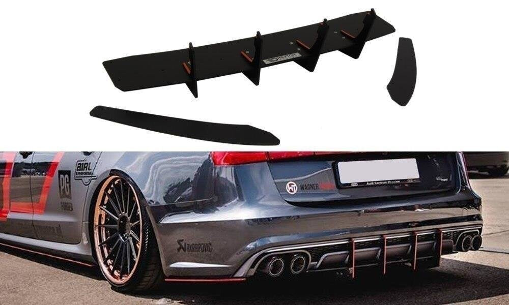 Maxton Parts - Heckansatz Diffusor Flaps passend für Audi S6 C7 FL schwarz matt