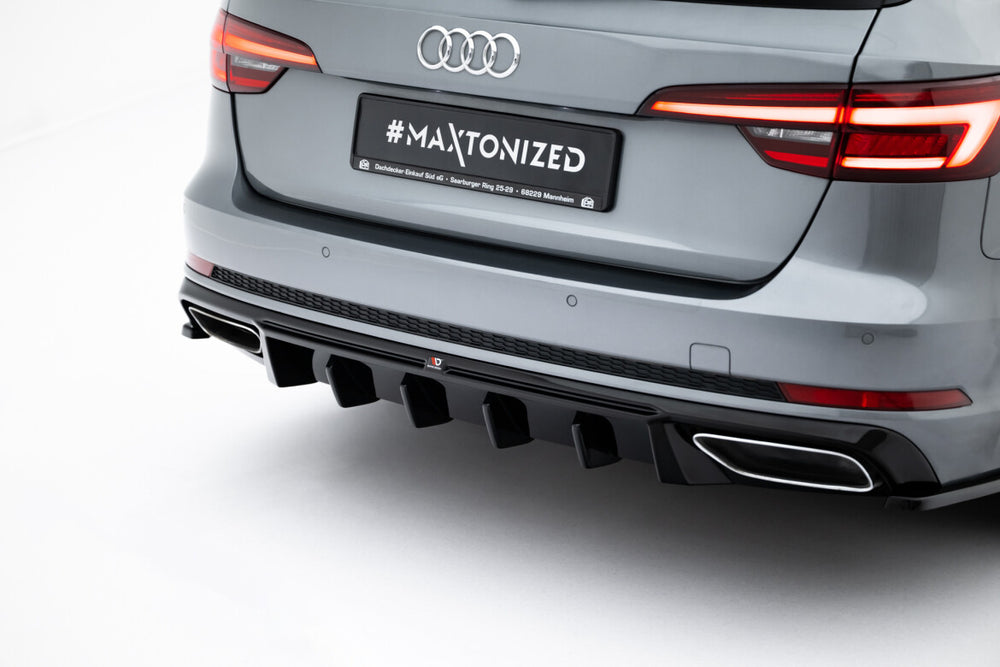 Maxton Parts - Heckansatz Diffusor passend für Audi A4 / A4 S-Line Limousine / Avant B9 schwarz Hochglanz