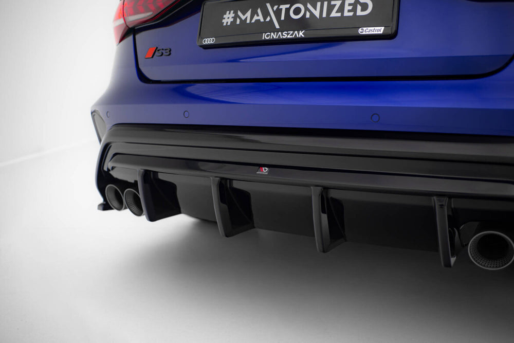 Maxton Parts - Heckansatz Diffusor passend für Audi S3 Limousine 8Y FL schwarz Hochglanz