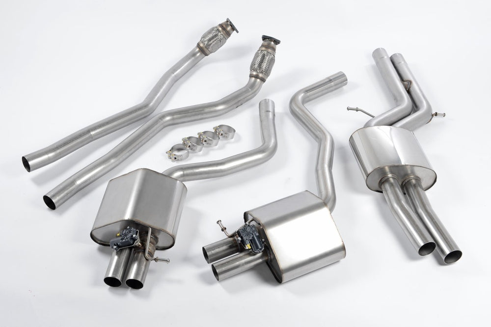 Milltek Klappen Sportauspuff passend für Audi RS6 & RS7 C7 Sportback 4.0 V8 TFSI Bi-Turbo quattro gedämpft (resonated)