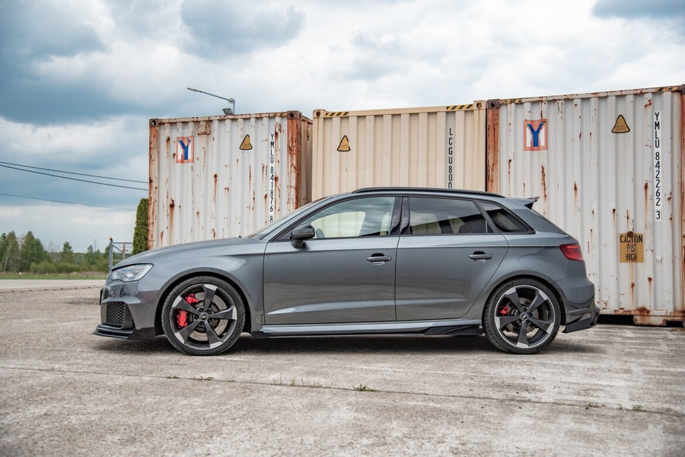 Maxton Parts - Seitenschweller Ansatz (Paar) + Flaps passend für Audi RS3 8V Sportback schwarz Hochglanz