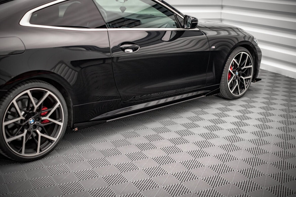 Maxton Parts - Seitenschweller Ansatz (Paar) + Flaps passend für BMW 4er M-Paket / M440i G22 / G23 / G22 FL / G23 FL schwarz Hochglanz