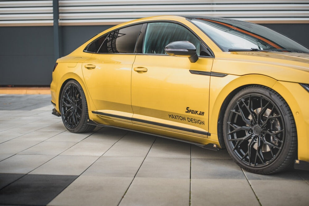 Maxton Parts - Seitenschweller Ansatz (Paar) + Flaps passend für VW Arteon R-Line Limousine / Shooting Brake Mk1 schwarz Hochglanz