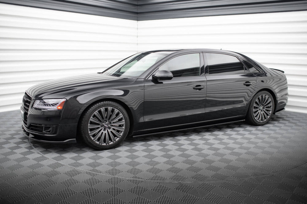 Maxton Parts - Seitenschweller Ansatz (Paar) passend für Audi A8 Lang D4 schwarz Hochglanz