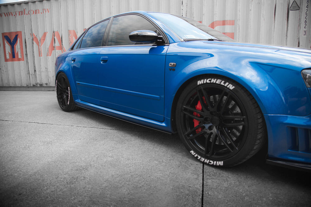Maxton Parts - Seitenschweller Ansatz (Paar) passend für Audi RS4 B7 schwarz Hochglanz