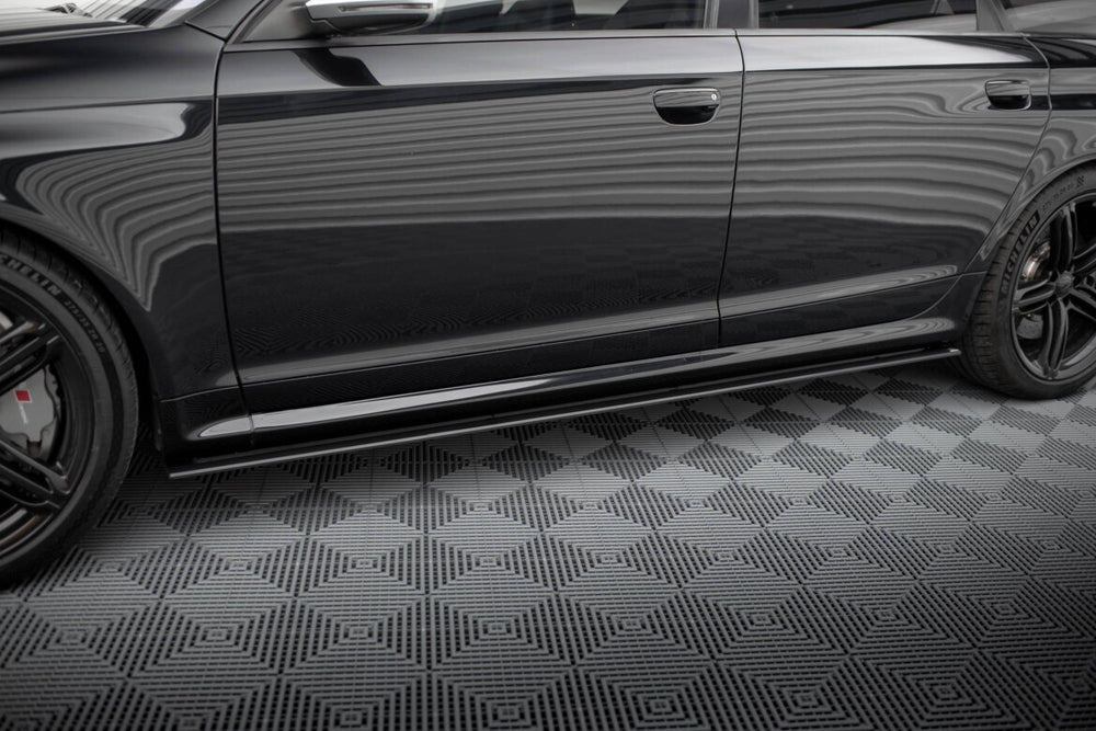 Maxton Parts - Seitenschweller Ansatz (Paar) passend für Audi RS6 Avant C6 schwarz matt