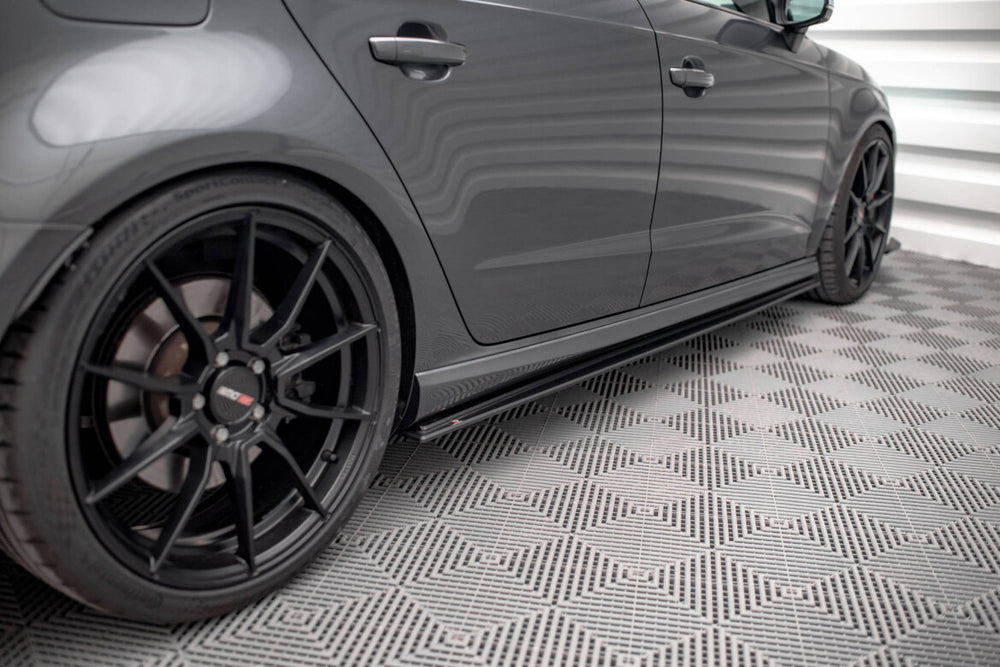 Maxton Parts - Seitenschweller Ansatz (Paar) passend für Audi S3 / A3 S-Line Sportback 8V FL schwarz matt