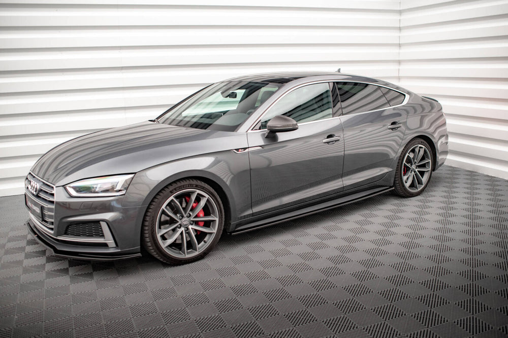 Maxton Parts - Seitenschweller Ansatz (Paar) passend für Audi S5 / A5 S-Line F5 Sportback schwarz Hochglanz