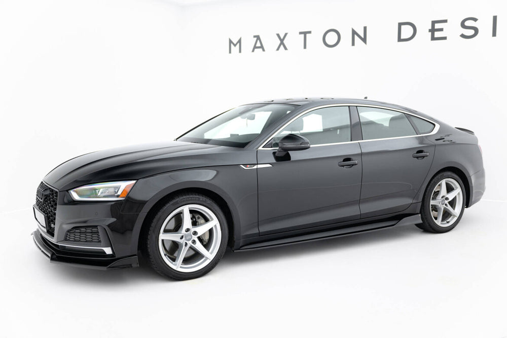 Maxton Parts - Seitenschweller Ansatz (Paar) passend für Audi S5 / A5 S-Line Sportback F5 schwarz Hochglanz