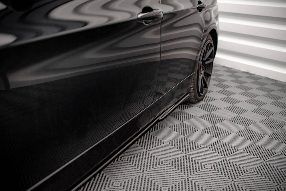 Maxton Parts - Seitenschweller Ansatz (Paar) passend für BMW 3er E90 schwarz Hochglanz