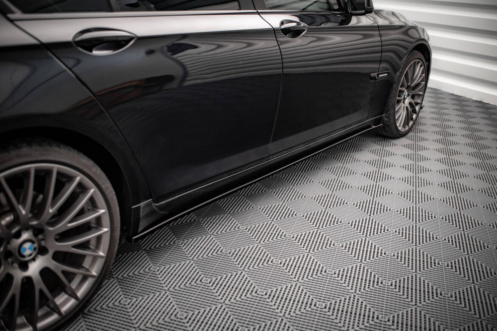 Maxton Parts - Seitenschweller Ansatz (Paar) passend für BMW 7 M-Paket F01 schwarz Hochglanz