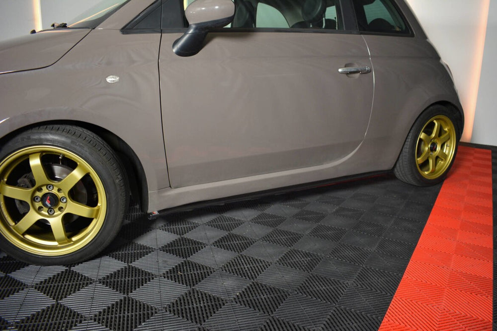 Maxton Parts - Seitenschweller Ansatz (Paar) passend für Fiat 500 schwarz Hochglanz