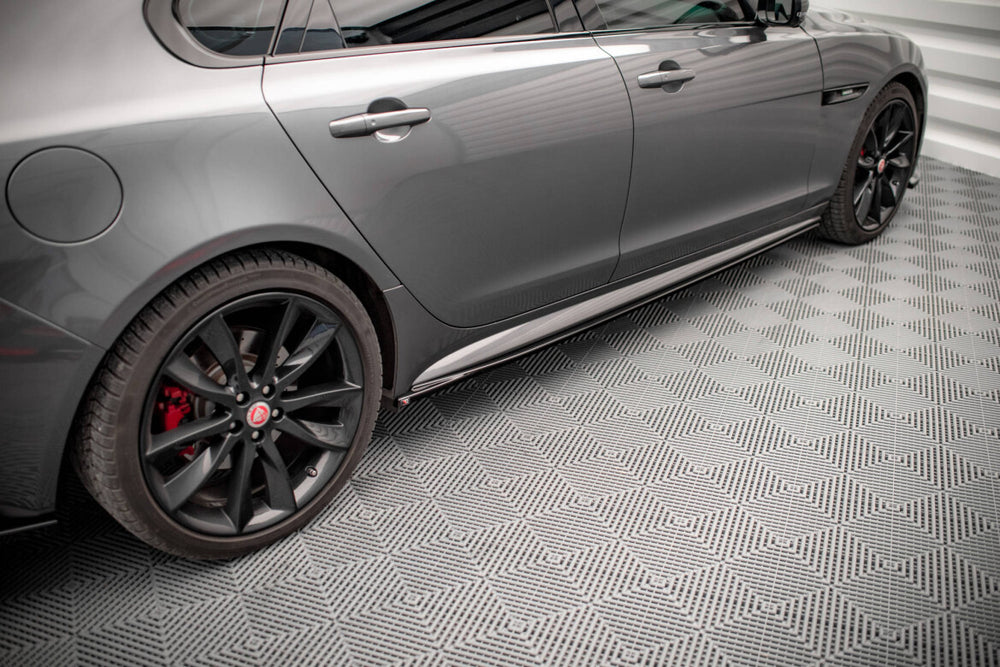 Maxton Parts - Seitenschweller Ansatz (Paar) passend für Jaguar XF R-Sport Mk2 schwarz matt