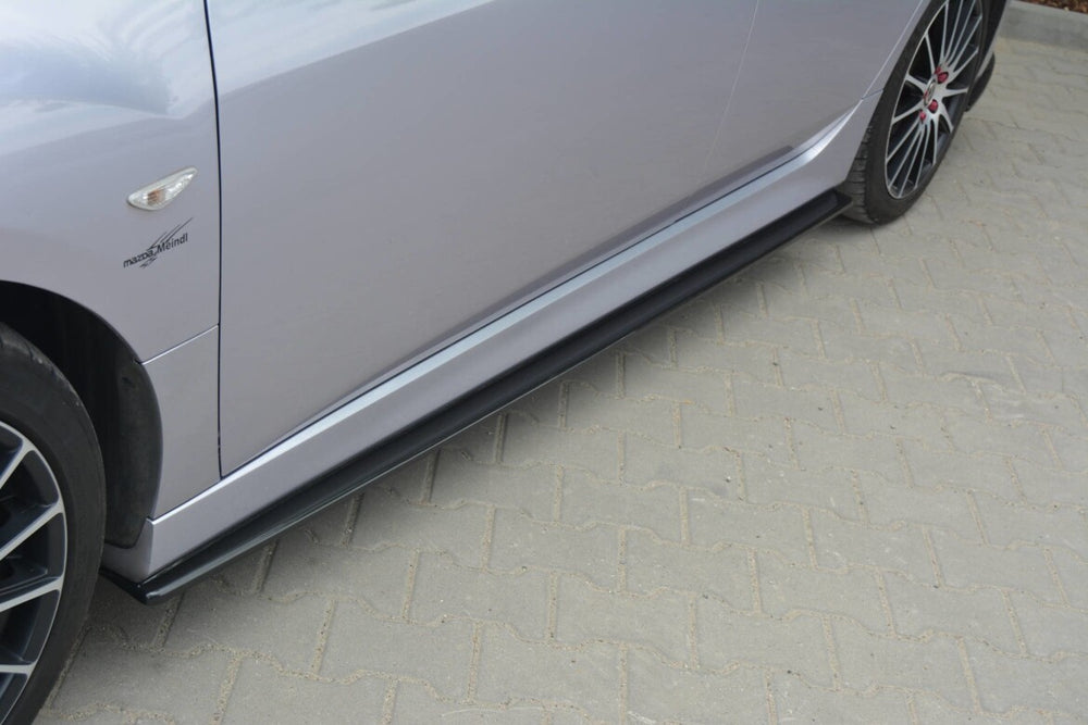 Maxton Parts - Seitenschweller Ansatz (Paar) passend für Mazda 6 MK2 SPORT HATCH (GH-SERIES) vor FL schwarz Hochglanz