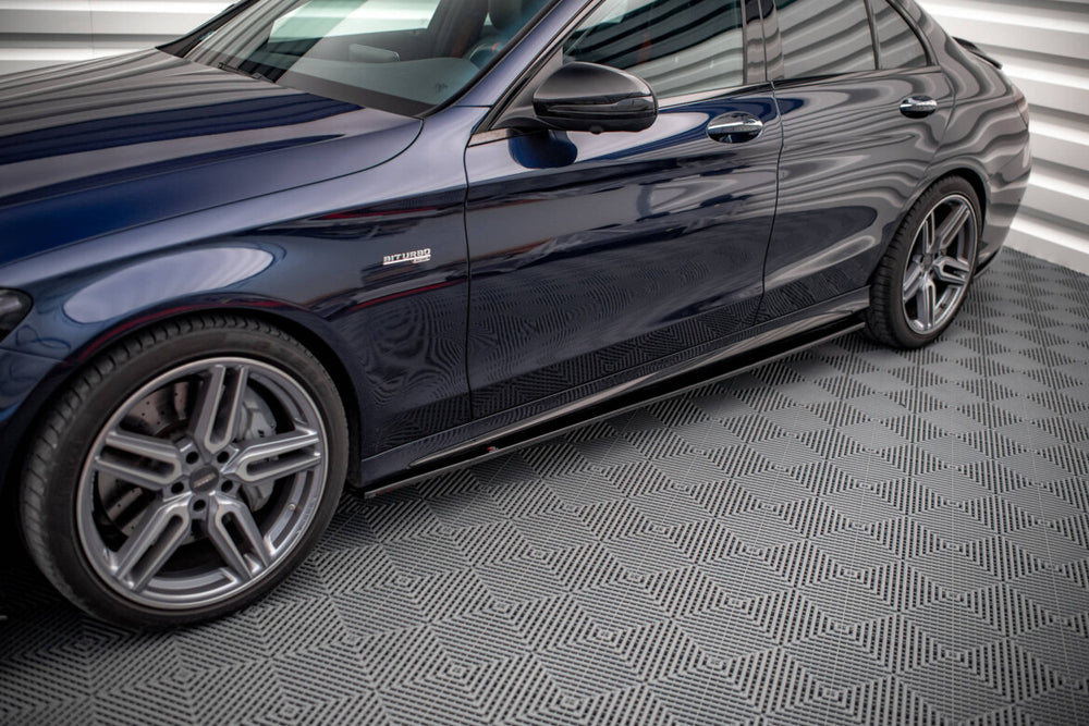 Maxton Parts - Seitenschweller Ansatz (Paar) passend für Mercedes-AMG C 43 / AMG-Line W205 schwarz Hochglanz