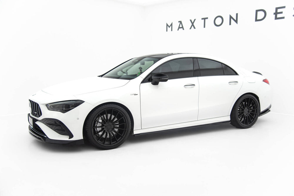 Maxton Parts - Seitenschweller Ansatz (Paar) passend für Mercedes-AMG CLA 35 / 45 Coupe / Shooting Brake C118 FL / X118 FL schwarz Hochglanz