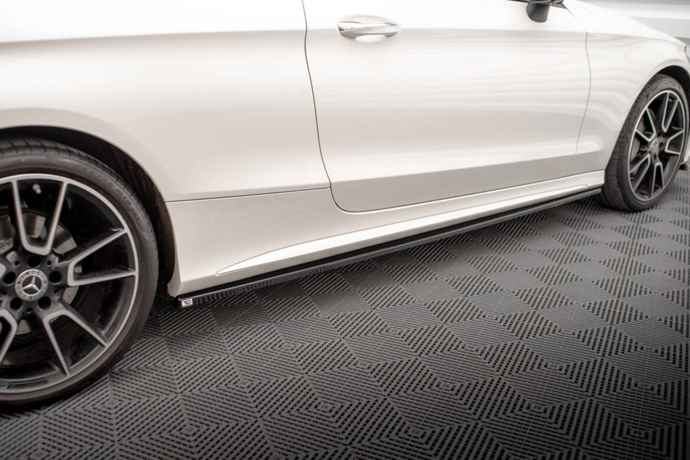 Maxton Parts - Seitenschweller Ansatz (Paar) passend für Mercedes C Coupe AMG-Line C205 FL schwarz Hochglanz
