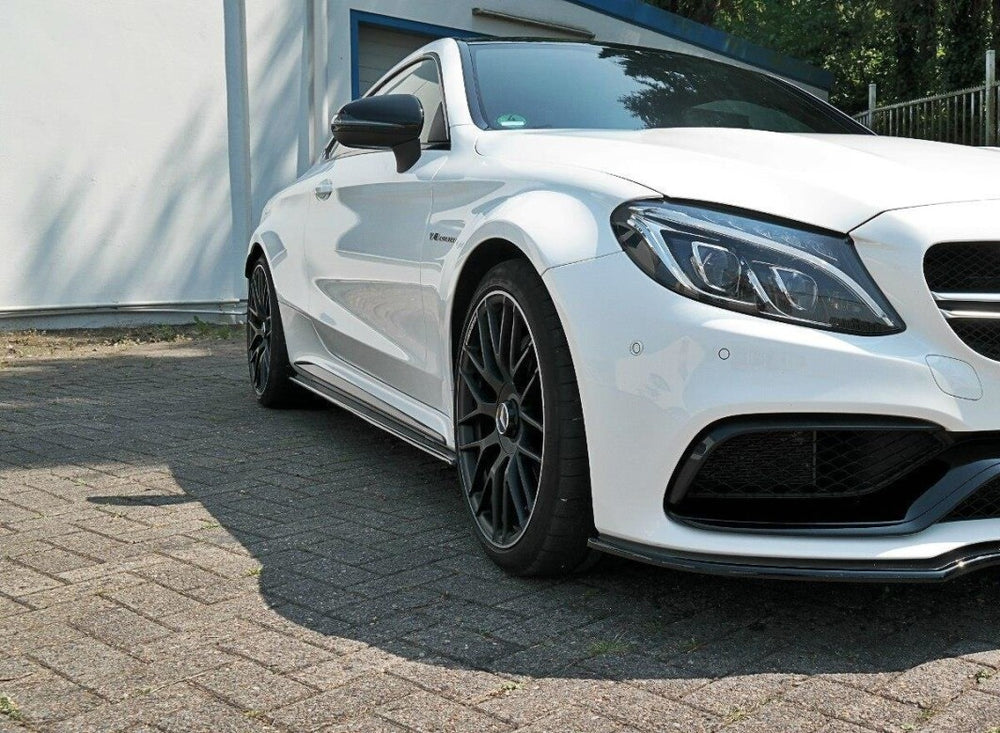 Maxton Parts - Seitenschweller Ansatz (Paar) passend für Mercedes C-Klasse C205 63 AMG Coupe schwarz Hochglanz