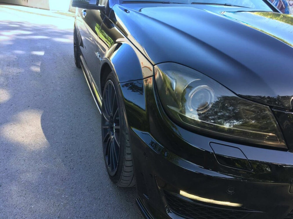 Maxton Parts - Seitenschweller Ansatz (Paar) passend für Mercedes C63 AMG Limousine / Kombi W204 FL / S204 FL schwarz Hochglanz