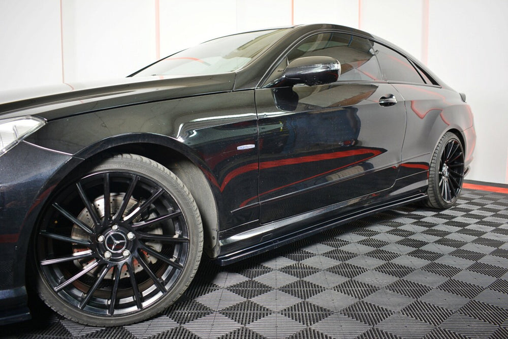 Maxton Parts - Seitenschweller Ansatz (Paar) passend für Mercedes E-Klasse Coupe AMG-Line C207 schwarz Hochglanz