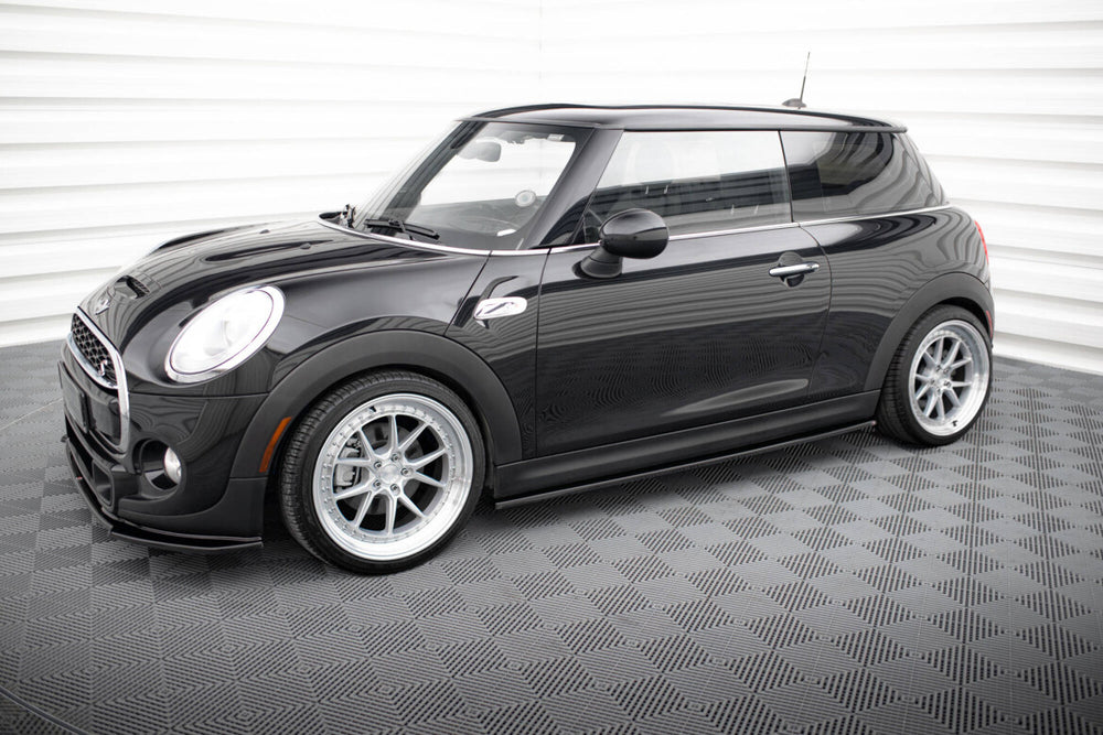 Maxton Parts - Seitenschweller Ansatz (Paar) passend für Mini Cooper S F56 / F56 FL schwarz Hochglanz